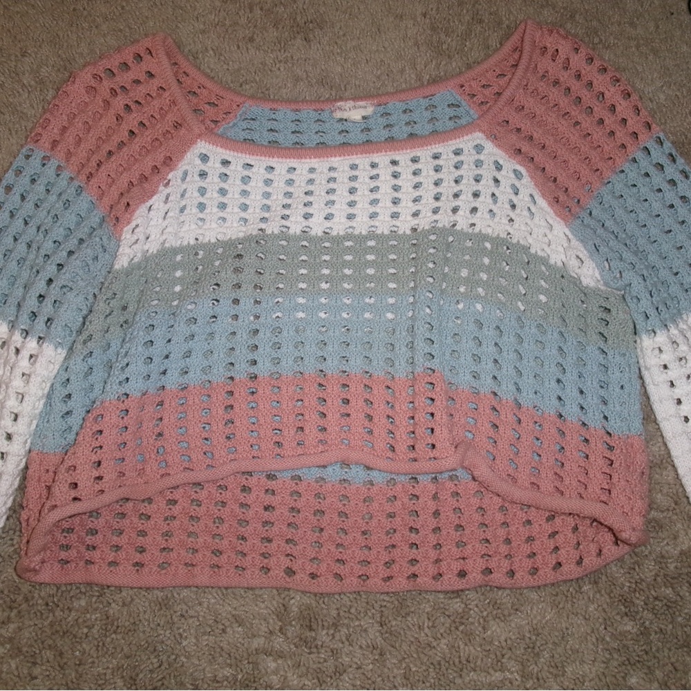 SOLD-Hem & Thread Pink and Blue Crew Neck Sweater